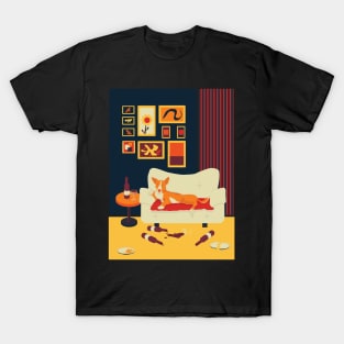 Bright greyhound drinking red wine T-Shirt